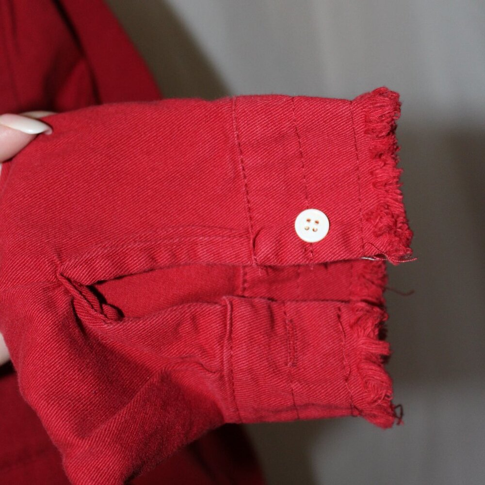 SALE! ZILCREMO Denim Shirt Dress Long Sleeve Button Down Casual RED XL NWT's - Picture 11 of 16